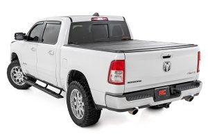 Ram 1500 Running Boards - Rough Country - TR2, Aluminum, Black Powder Coat, 5 in Wide - Black - '19-'26
